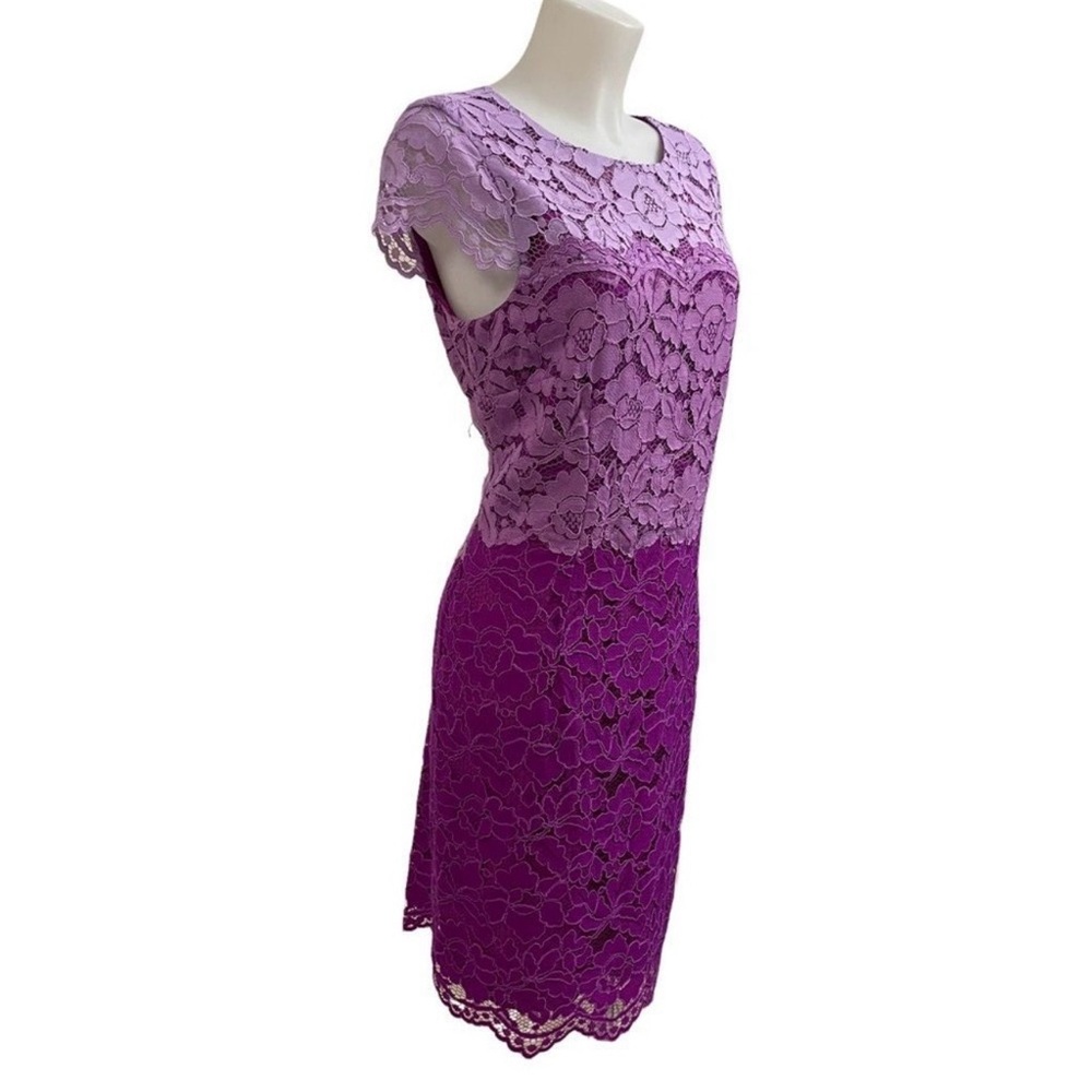 TAHARI KAYLEE LACE DRESS, TIME AFTER TIME, short sleeve sheath dress purple 12